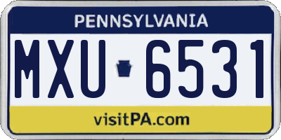 PA license plate MXU6531