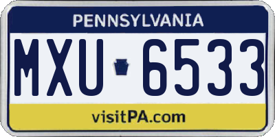 PA license plate MXU6533