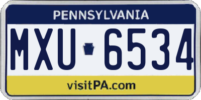 PA license plate MXU6534