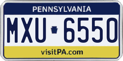 PA license plate MXU6550