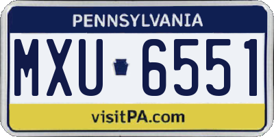 PA license plate MXU6551