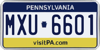 PA license plate MXU6601