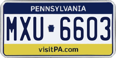 PA license plate MXU6603