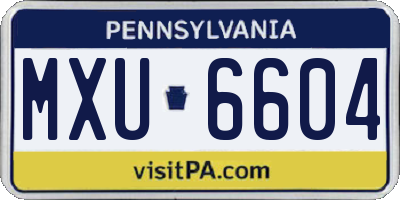 PA license plate MXU6604