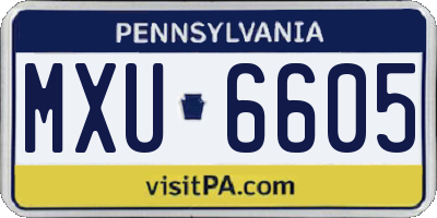 PA license plate MXU6605