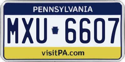 PA license plate MXU6607