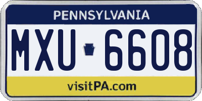 PA license plate MXU6608
