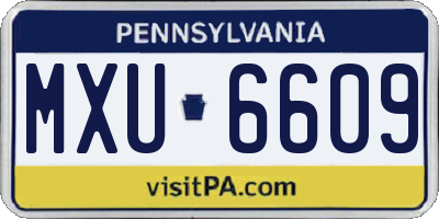 PA license plate MXU6609