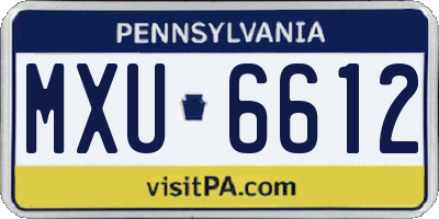 PA license plate MXU6612