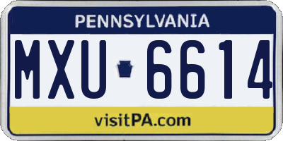 PA license plate MXU6614