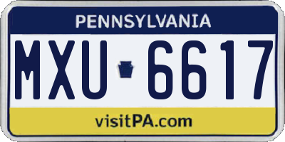 PA license plate MXU6617