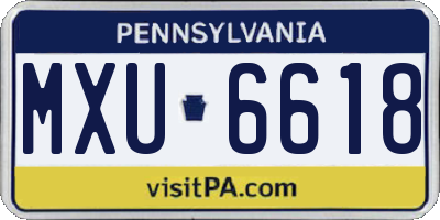 PA license plate MXU6618