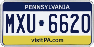 PA license plate MXU6620