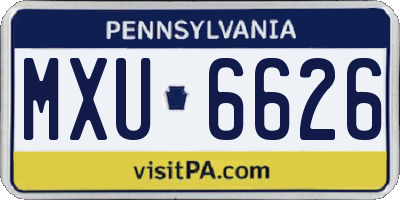 PA license plate MXU6626