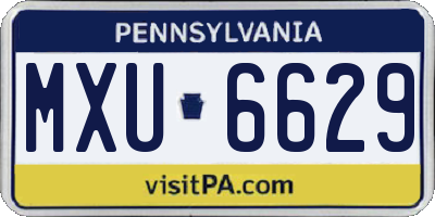 PA license plate MXU6629