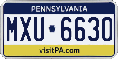 PA license plate MXU6630