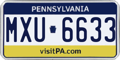 PA license plate MXU6633