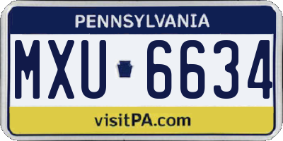 PA license plate MXU6634