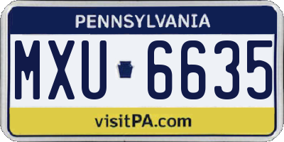 PA license plate MXU6635