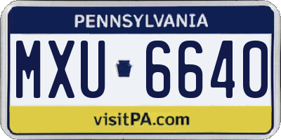 PA license plate MXU6640