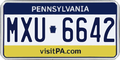 PA license plate MXU6642