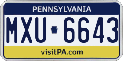 PA license plate MXU6643