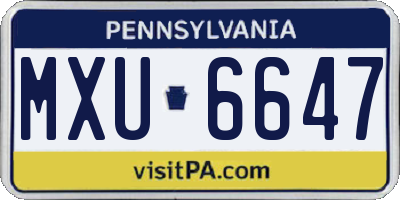 PA license plate MXU6647