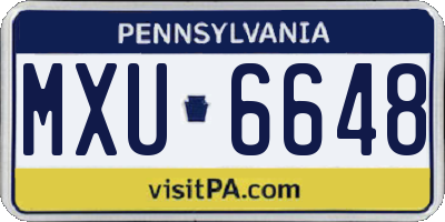PA license plate MXU6648
