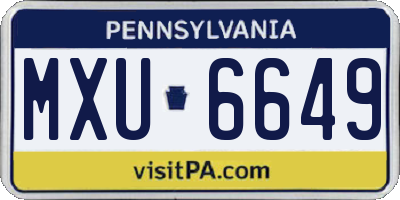 PA license plate MXU6649