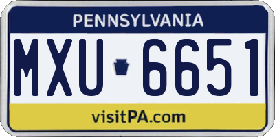 PA license plate MXU6651