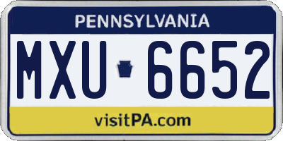 PA license plate MXU6652