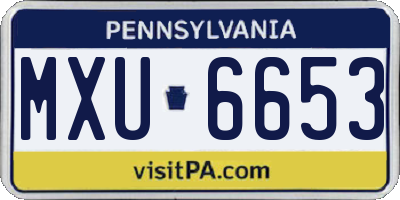 PA license plate MXU6653