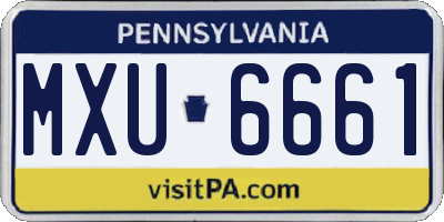 PA license plate MXU6661