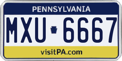 PA license plate MXU6667