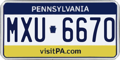 PA license plate MXU6670