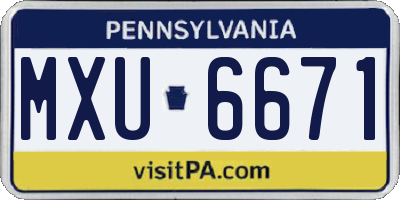 PA license plate MXU6671
