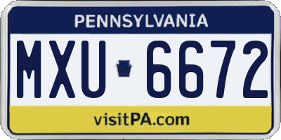 PA license plate MXU6672