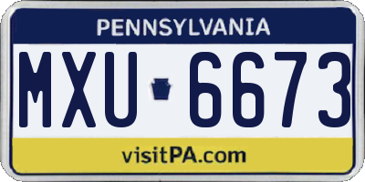 PA license plate MXU6673