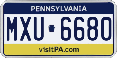 PA license plate MXU6680