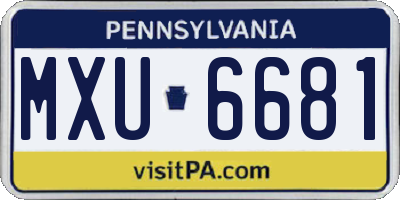 PA license plate MXU6681