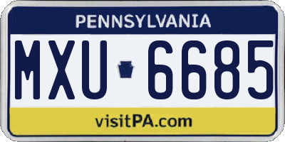 PA license plate MXU6685