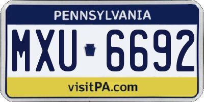 PA license plate MXU6692