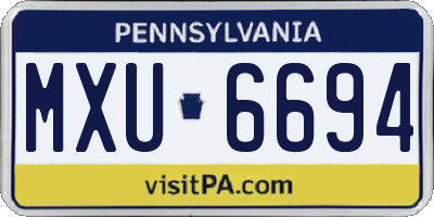 PA license plate MXU6694