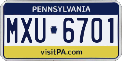 PA license plate MXU6701