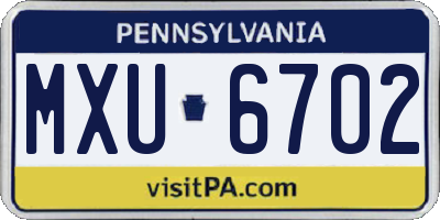 PA license plate MXU6702