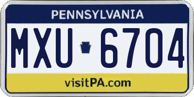 PA license plate MXU6704