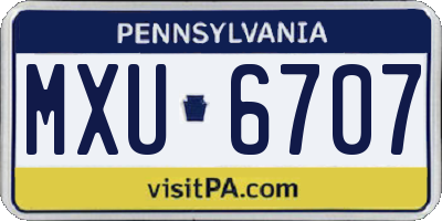 PA license plate MXU6707