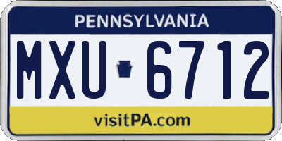 PA license plate MXU6712