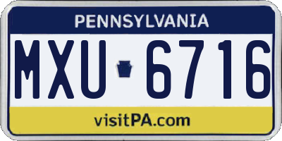 PA license plate MXU6716
