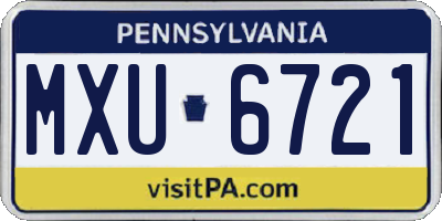 PA license plate MXU6721
